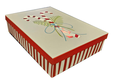 Large Decorative Gift Box - Candy Canes