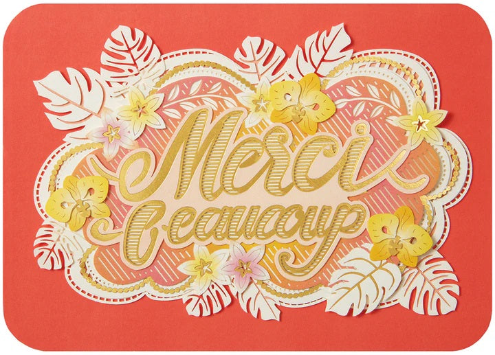 Thank You Greeting Card - Laser Cut Merci Beaucoup