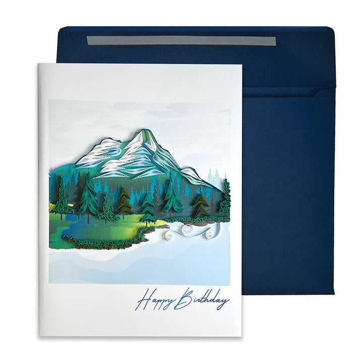 Birthday Greeting Card - Quilled Mountains