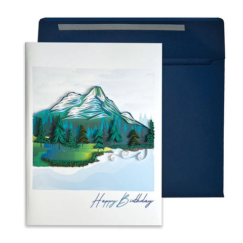 Birthday Greeting Card - Quilled Mountains