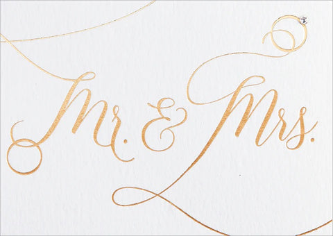 Wedding Greeting Card - Mr. and Mrs. With Rings