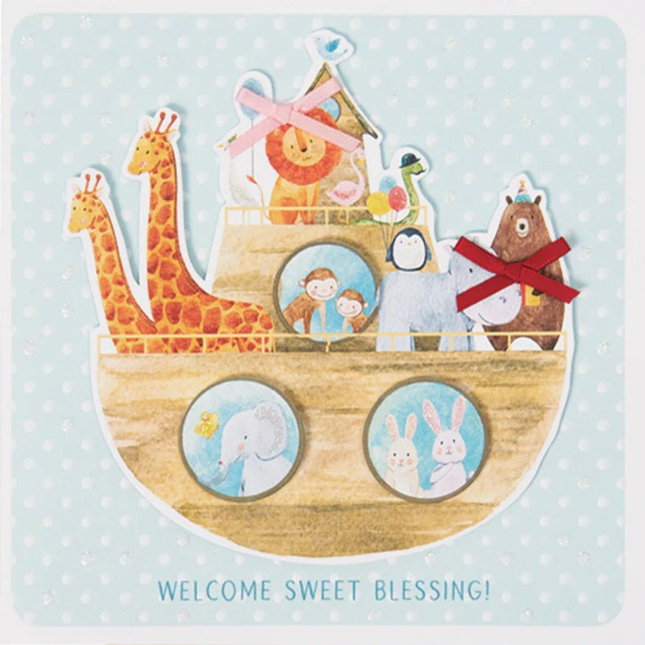 Handmade Welcome Baby Greeting Card - Noah's Ark