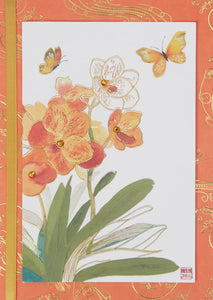 Handmade Birthday Greeting Card - Orange Orchids