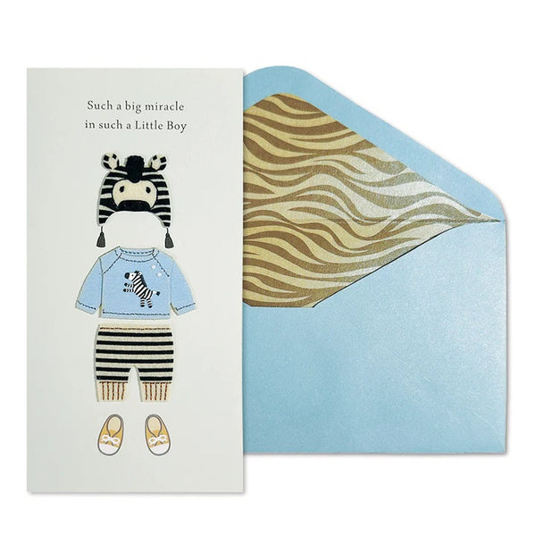 Handmade Welcome Baby Greeting Card - Baby Boy Outfit