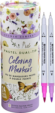 Pastel Dual-Tip Coloring Markers - Set of 24