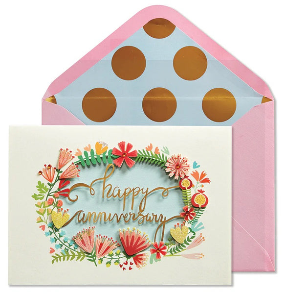 Anniversary Greeting Card - Happy Anniversary Wreath