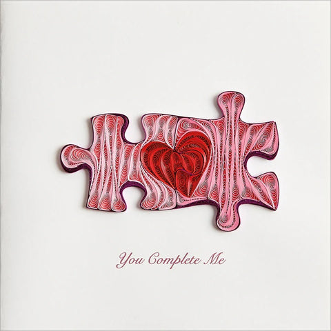 Quilled Paper Anniversary Greeting Card - Puzzle Pieces