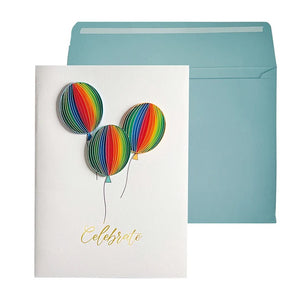 Quilled Paper Birthday Greeting Card - Quilled Birthday Balloons