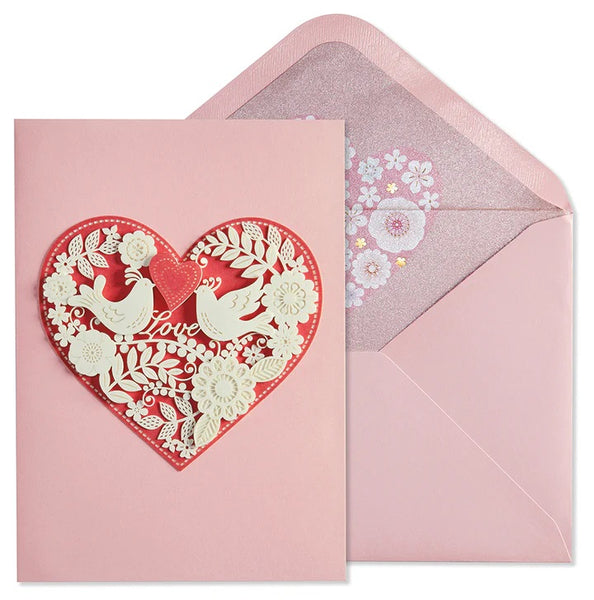 Laser Cut Anniversary Greeting Card - Love Doves