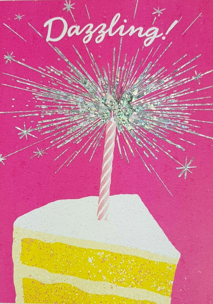 Birthday Greeting Card  - Dazzling Sparkler Cake