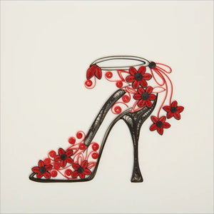 Quilled Paper Birthday Greeting Card - Fashion Shoe