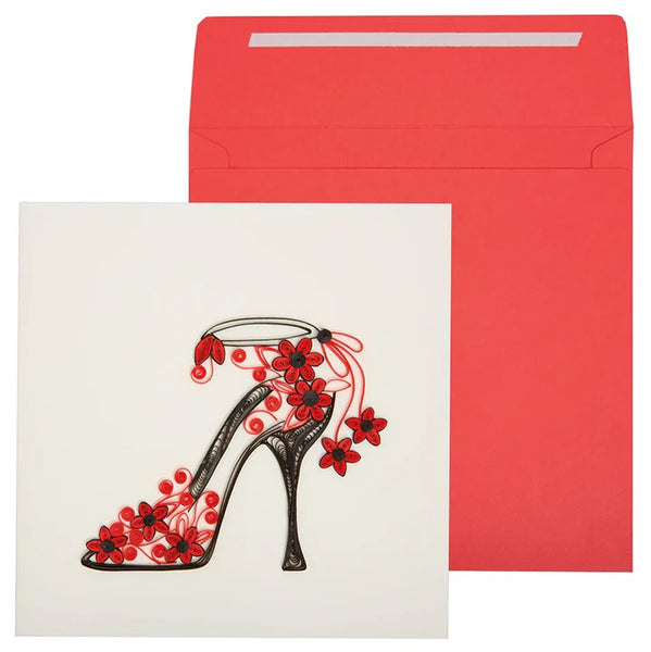 Quilled Paper Birthday Greeting Card - Fashion Shoe