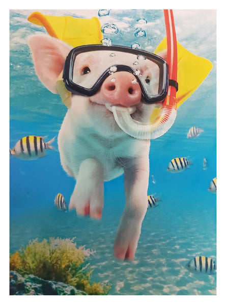 Thank You Greeting Card - Pig Snorkeling