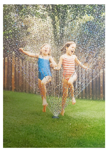Birthday Greeting Card - Girls Running Through Sprinkler