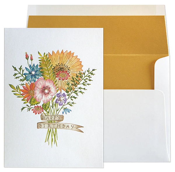 Birthday Greeting Card - Tattoo Wild Flower Bouquet