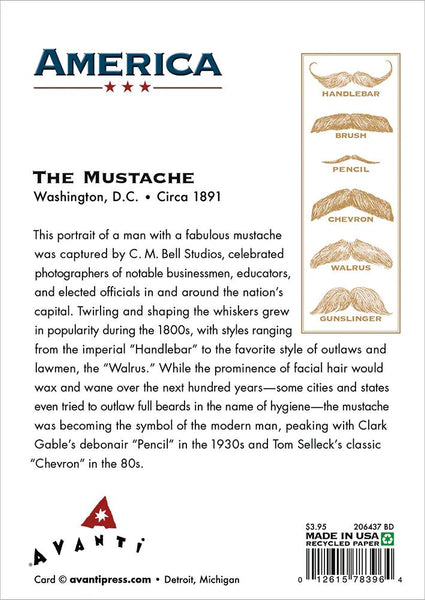 Birthday Greeting Card - Man with Mustache - America Collection