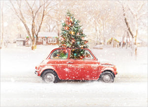 Christmas Greeting Card - Car And Christmas Tree