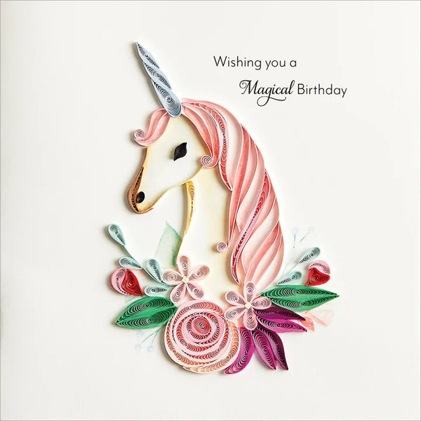 Quilled Paper Birthday Greeting Card - Unicorn