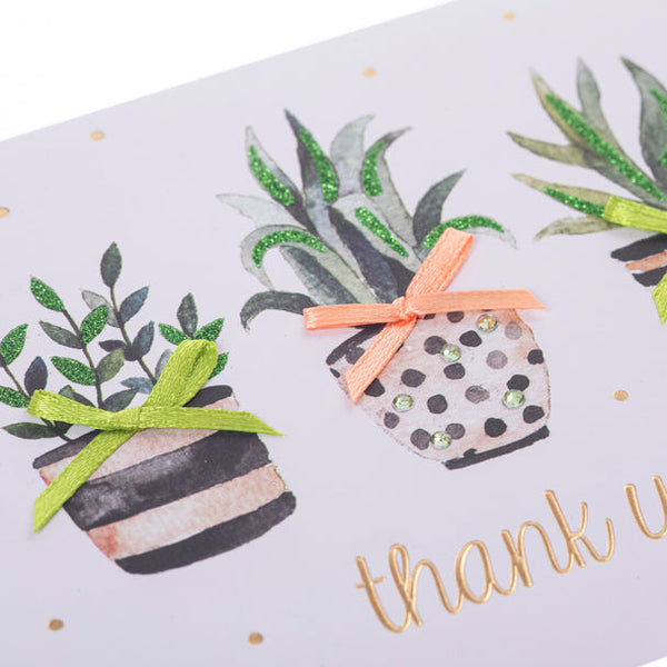 Thank You Greeting Card - Plants - Handmade