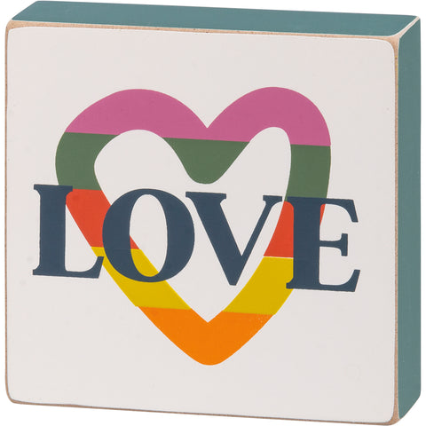 Block Sign - Love with Rainbow Heart