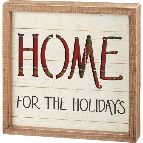 Inset Slat Box Sign - Home For The Holidays