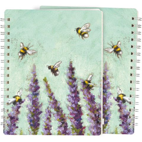 Spiral Notebook - Lavender and Bumblebees