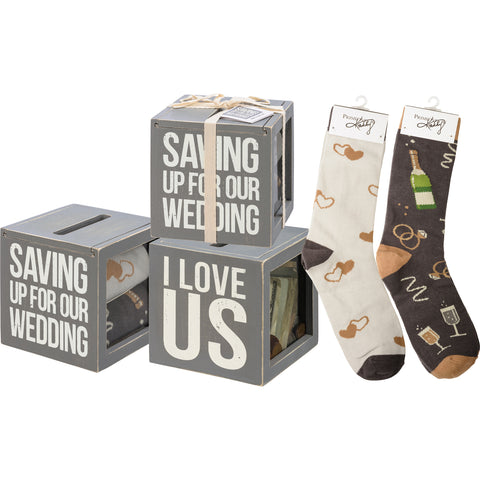 Bank and Sock Set - Saving Up For Our Wedding