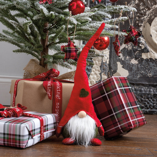 Medium Christmas Shelf Sitter - Gnome - Sitting Red Hat