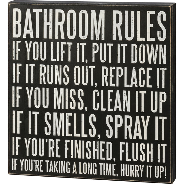 Box Sign - Bathroom Rules