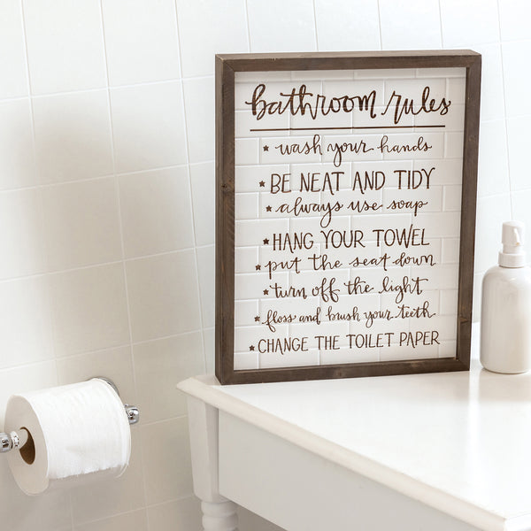 Inset Box Sign - Bathroom Rules
