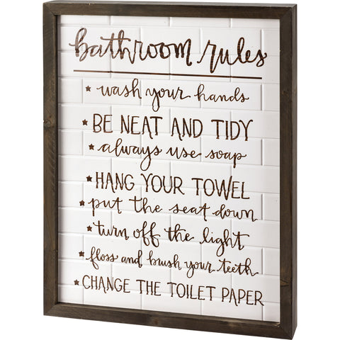 Inset Box Sign - Bathroom Rules