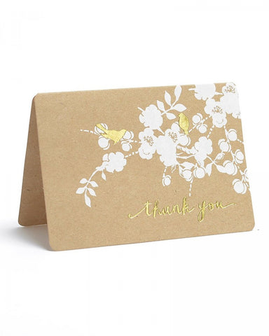 Value Pack Thank You Cards - 50 count - Foil Birds on Kraft