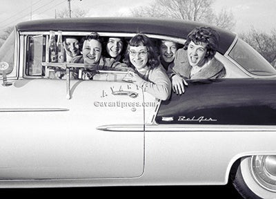 Birthday Greeting Card - Teenagers Packed in Car