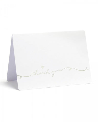 Value Pack Thank You Cards - 50 count - Silver Foil Script with Heart