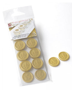 Gold Fleur De Lis Self-adhesive Faux Wax Seals - 24ct.