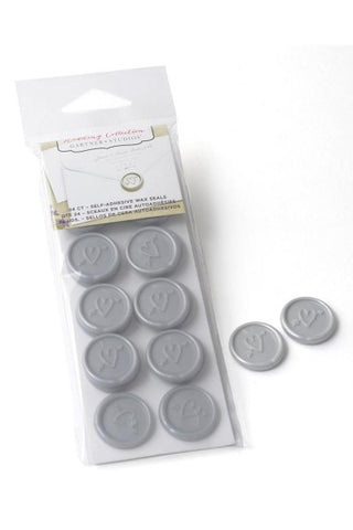 Heart and Arrow Silver Self-adhesive Faux Wax Seals - 24ct.