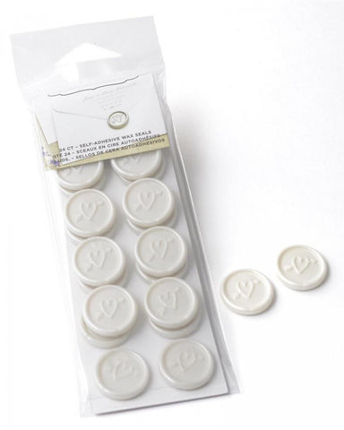 Heart and Arrow Pearl White Self-adhesive Faux Wax Seals - 24ct.