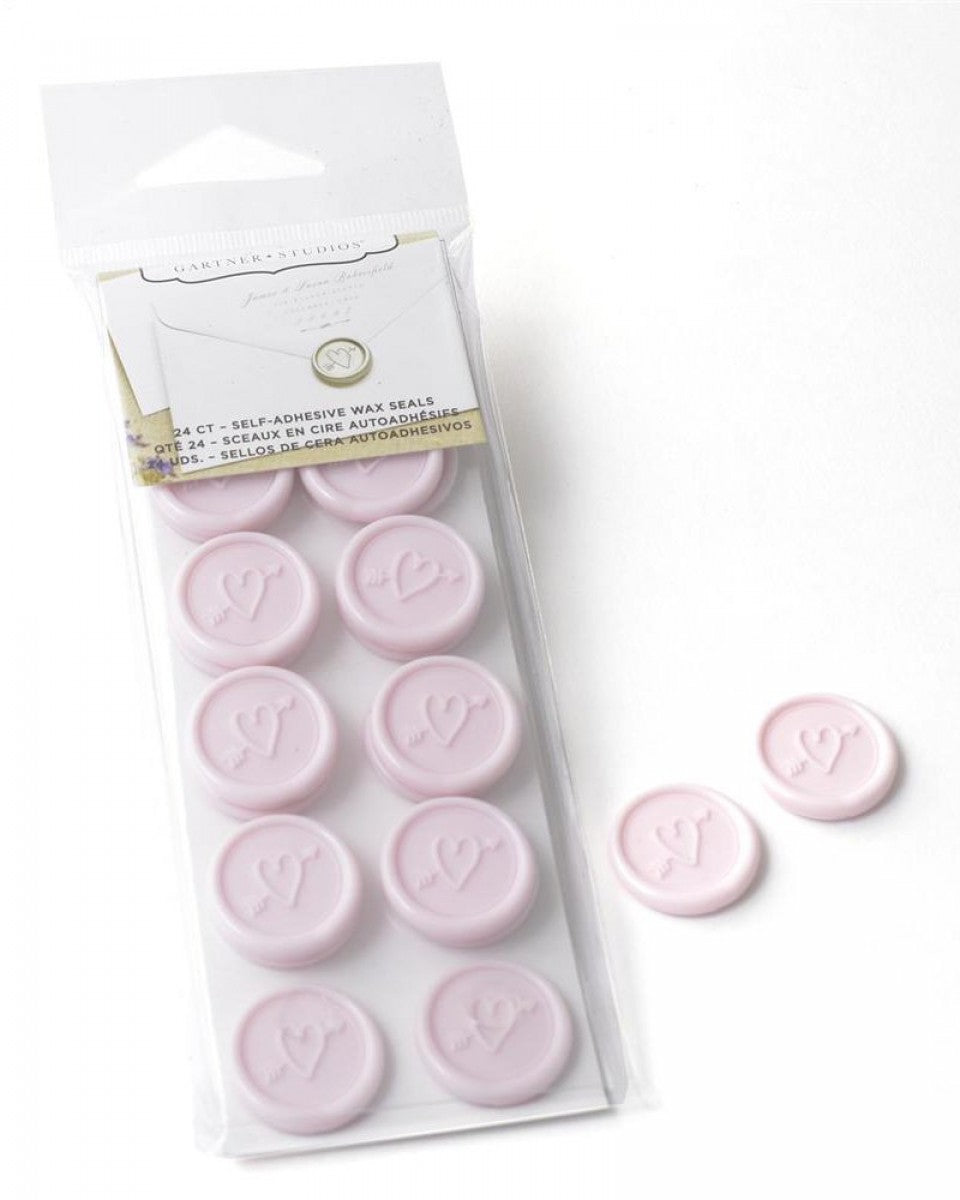 Heart and Arrow Blush Self-adhesive Faux Wax Seals - 24ct.