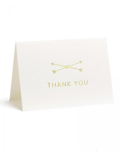 Value Pack Thank You Cards - 50 count - Gold Foil Heart and Arrows