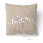 Love Script Linen Ring Bearer Pillow