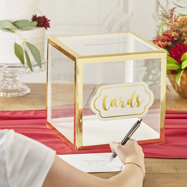 Clear Acrylic - Gold Frame - Collapsible Card Box