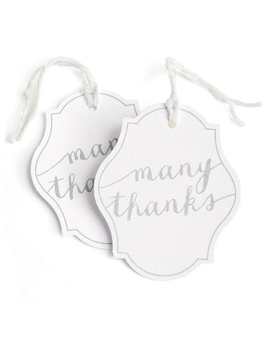 Silver "Many Thanks" Tags - 24ct.