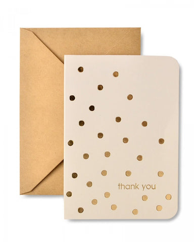 Gold Foil Dots & Kraft Envelope Thank You Cards - 15ct