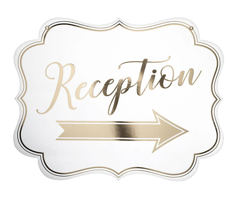 White and Gold Arrow Reception Sign