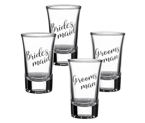 Bridesmaid/Groomsman Shot Glass Set of 4