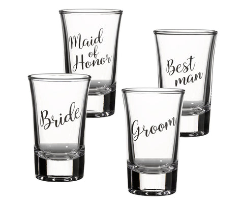 Bridal Party Shot Glass Set of 4
