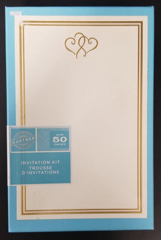 Gold Heart Wedding Invitation and Response Card Kit - 50 Count