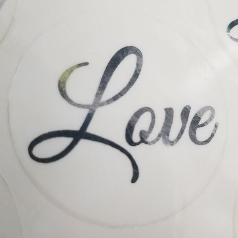 Sticker Seals - Silver Foil "Love" x 25 qty