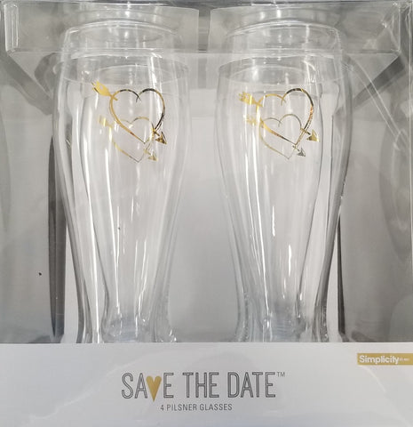 Heart with Arrow Pilsner Glass Set - 4 pack
