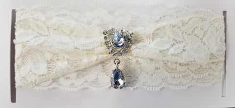 Lace White Garter with Charm